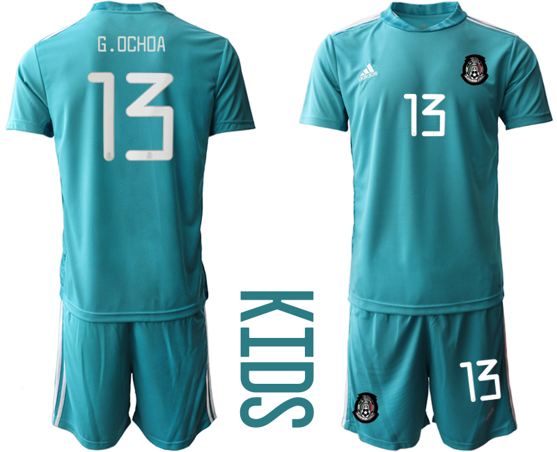 Youth 2020-2021 Season National team Mexico goalkeeper blue #13 Soccer Jersey